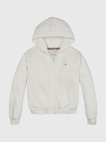 Lány Tommy Hilfiger Zip Hoodies Fehér | HU 1793ZUT